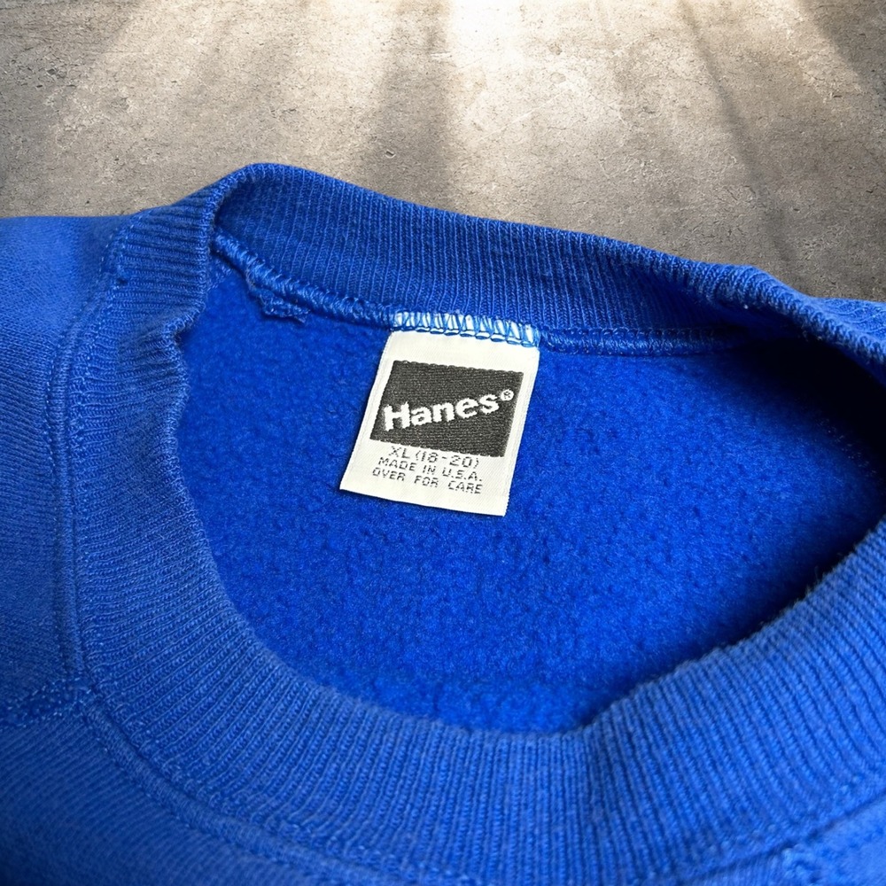 Vintage Hanes Crewneck Sweatshirt Royal Blue Made in USA 90s Retro Size XL